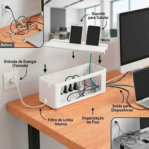 organização de fios de carregador