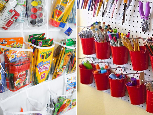 organização de material de desenho