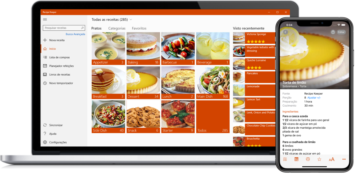 organização de receitas